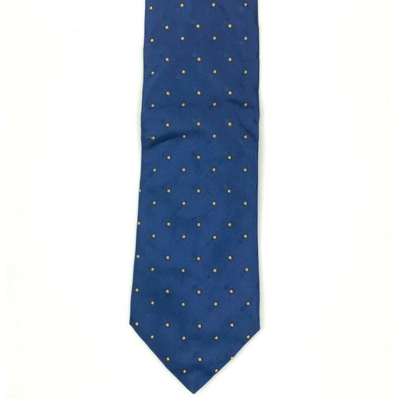 DOLCE & GABBANA Tie Blue Yellow Micro Polka Dots 100% Silk Pin Up Girl Necktie - Picture 7 of 12